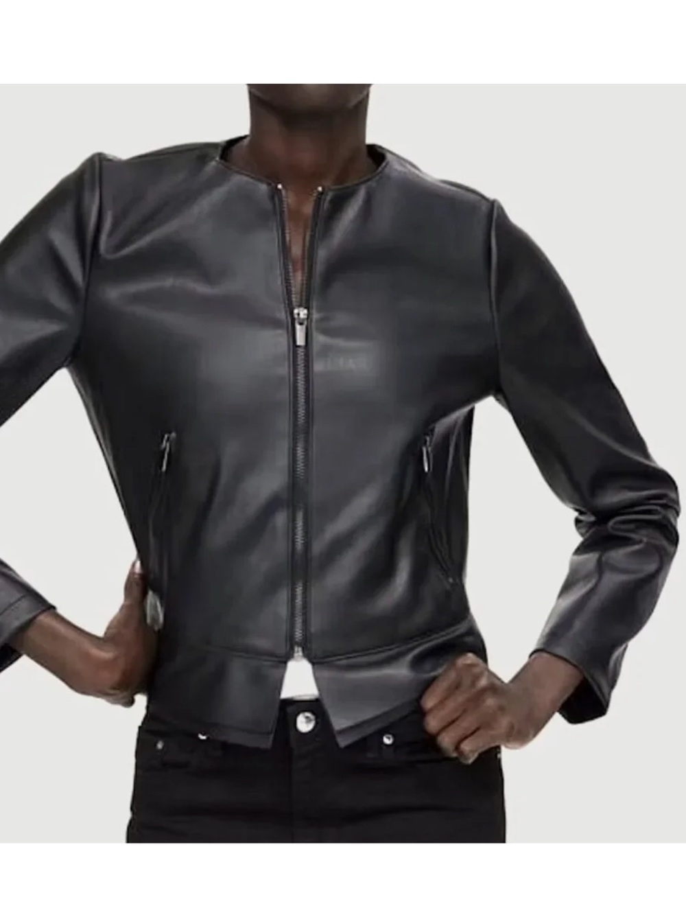 Zara Outerwear Faux Leather Peplum Moto Jacket Size XS EUC Streetwear Minimalist